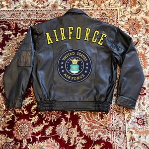 Air Force  Leather Jacket Oscar Piel Mens Sz L USA Air Force  Vintage W Liner